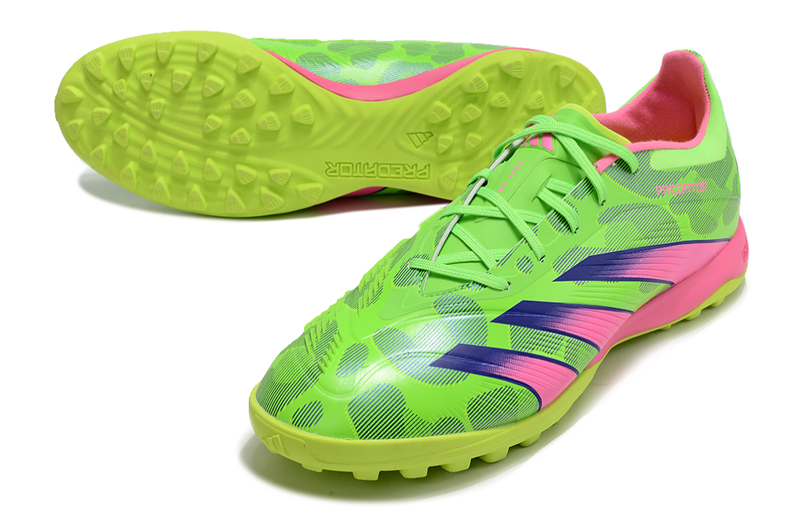 Chuteira Predator 24 Elite TF Society - Verde e Rosa