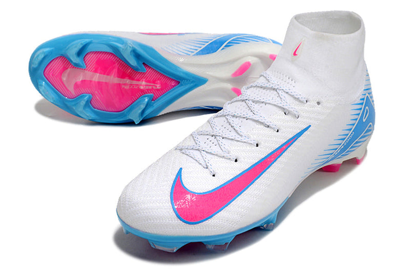 Chuteira Air Zoom Mercurial Superfly 10 Elite FG Campo - Branco e Azul