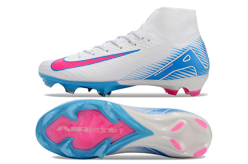 Chuteira Air Zoom Mercurial Superfly 10 Elite FG Campo - Branco e Azul