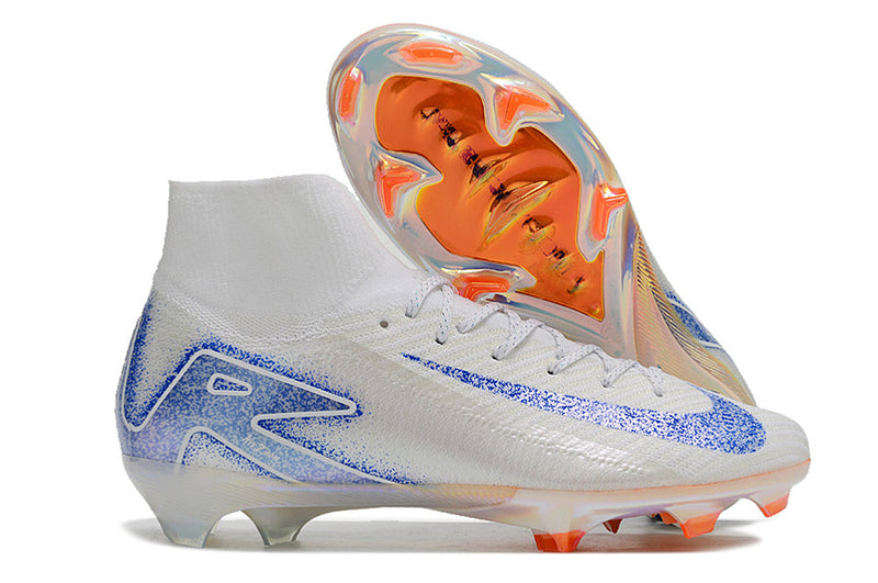 Chuteira Air Zoom Mercurial Superfly 10 Elite FG Campo - Branco e Azul