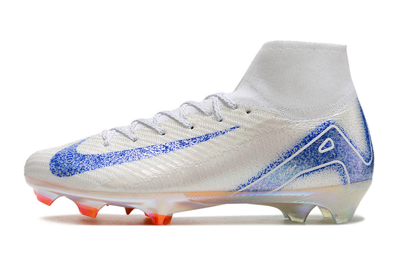 Chuteira Air Zoom Mercurial Superfly 10 Elite FG Campo - Branco e Azul