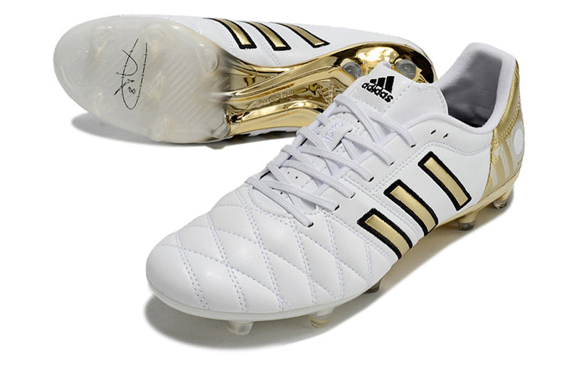 Chuteira Campo Adipure 11 Pro FG Toni Kross - Branco e Dourado